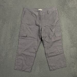 Elieen Fisher Pants Womens 10 Gray Cropped Cargo Linen Lightweight Casual 33x21